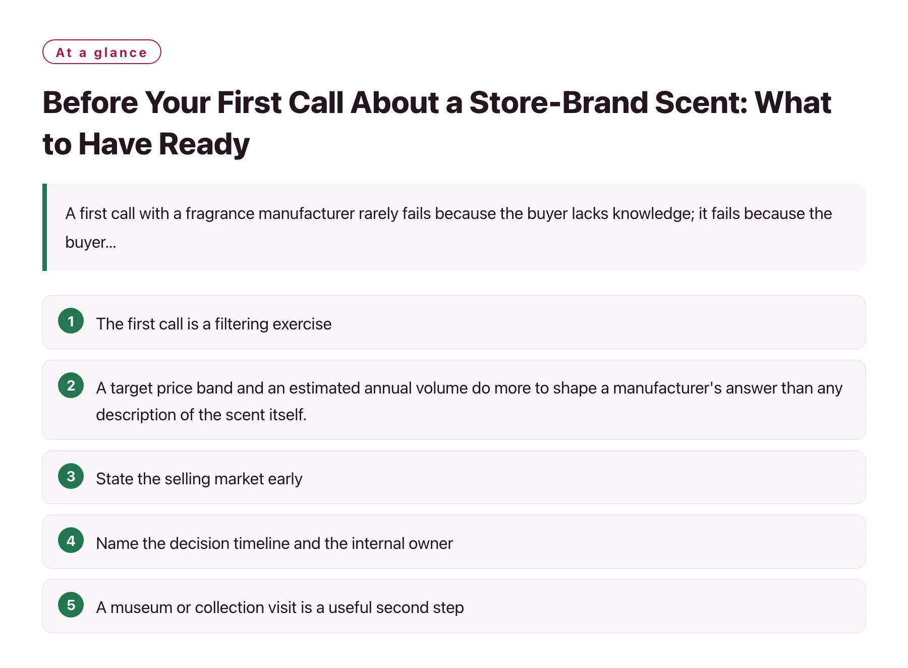 Before Your First Call About a Store-Brand Scent: What to Have Ready——全文要点速览